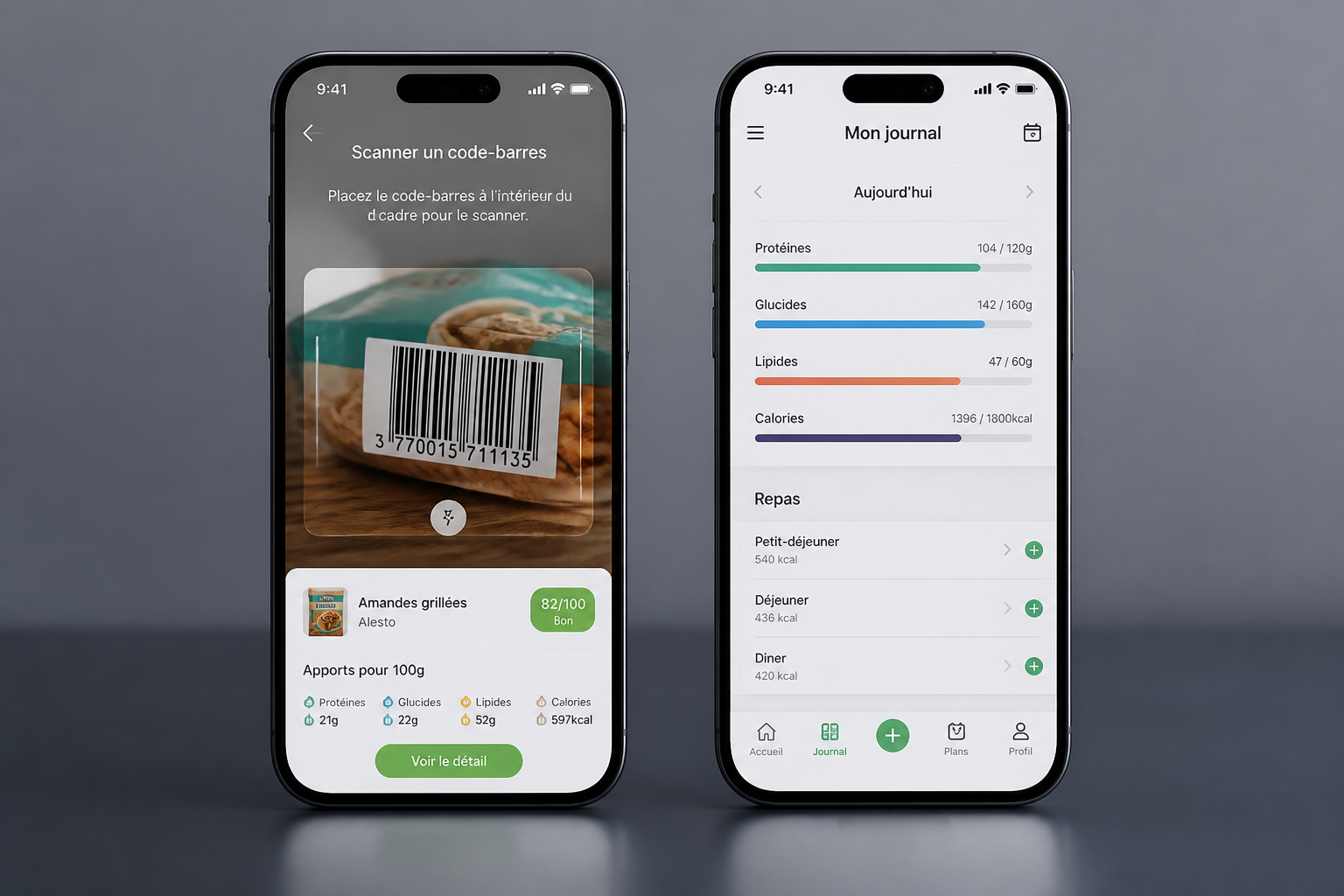 Applications alimentation saine comparatif - deux types d'apps nutrition sur smartphone