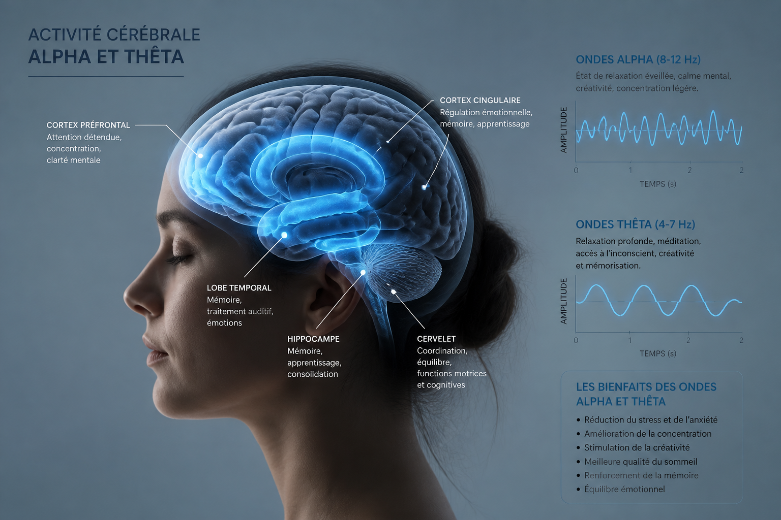 Activité cérébrale modifiée pendant l'état d'hypnose thérapeutique, ondes cérébrales et neuroimagerie IRM