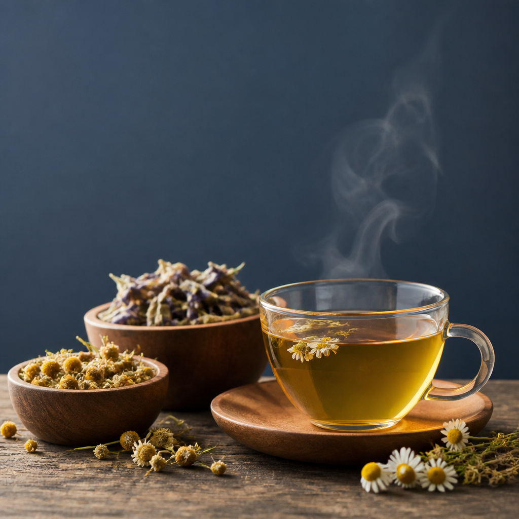 Tasse de tisane camomille et passiflore pour la routine du soir et l'endormissement